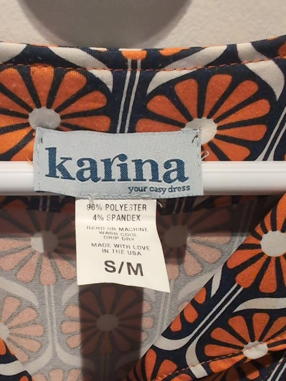 Karina Easy Dress S/M in Navy & Orange Floral
